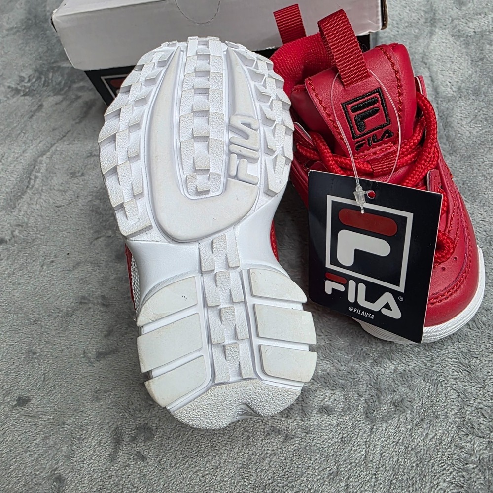 FILA Disrupter 2 Infant Sneakers Size 6 Red Chunky Shoes-NEW IN BOX - Picture 2 of 3